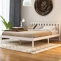 Milan King Size Low Foot Bed Frame - White, Pine
