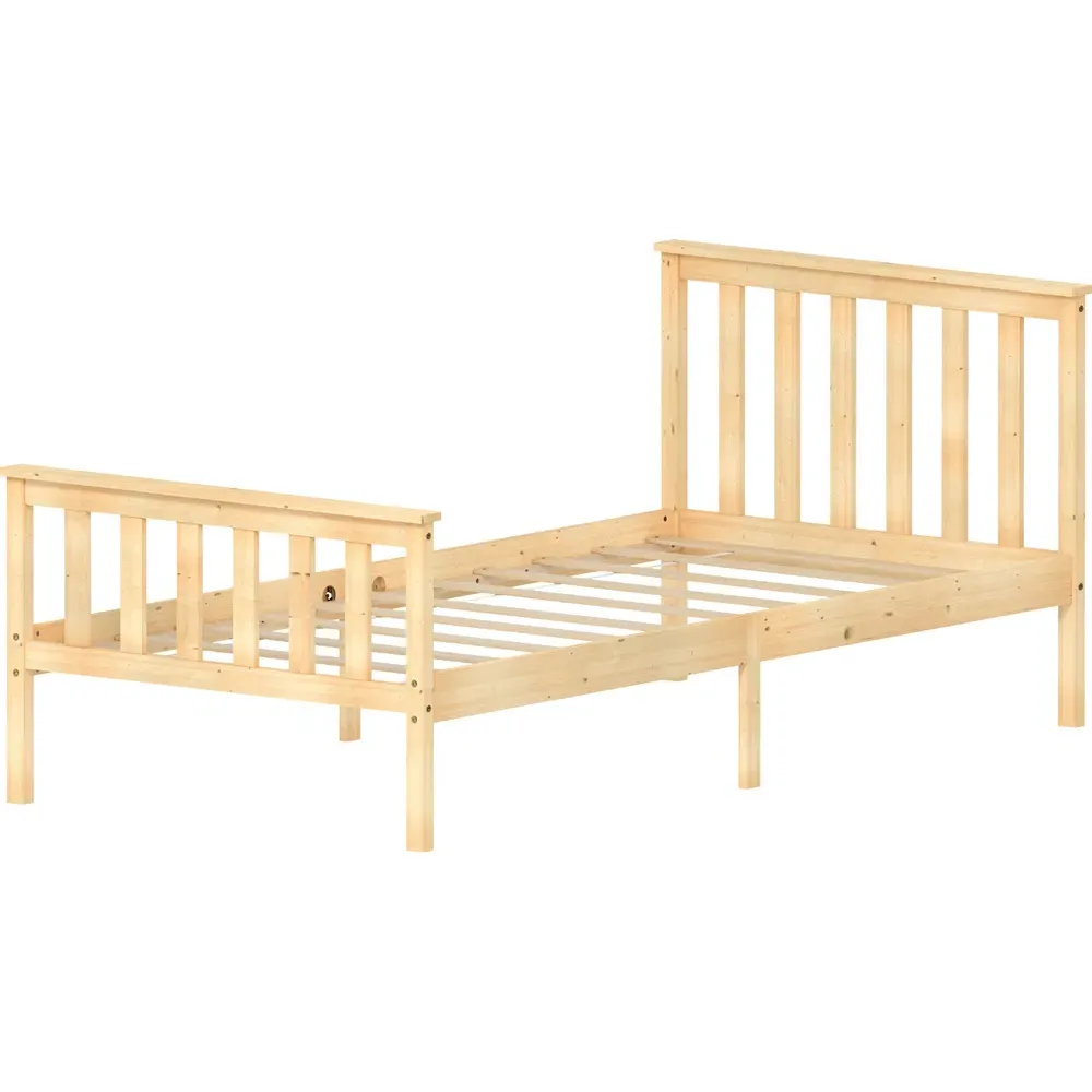 Milan Single High Foot Bed Frame - Brown, Pine