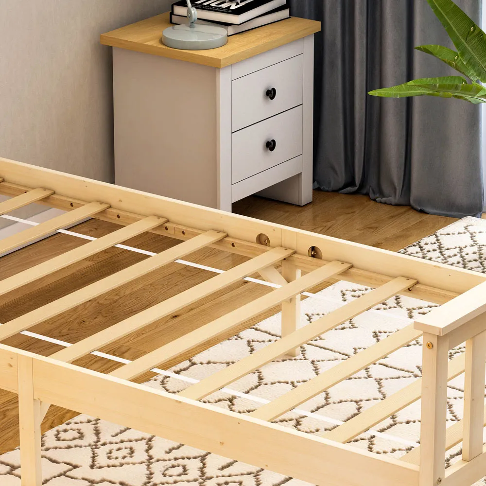 Milan Single High Foot Bed Frame - Brown, Pine