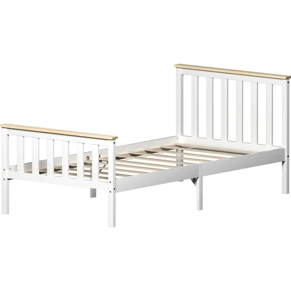 Milan Single High Foot Bed Frame - White, Pine