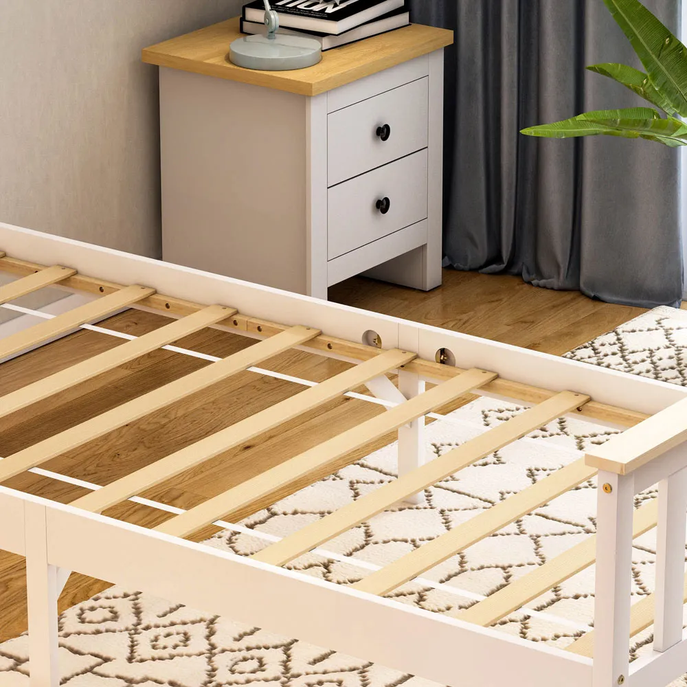 Milan Single High Foot Bed Frame - White, Pine
