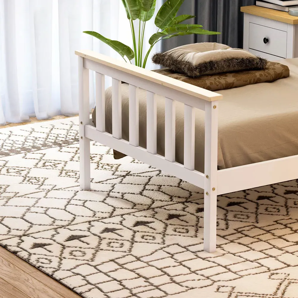 Milan Single High Foot Bed Frame - White, Pine