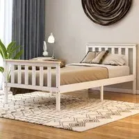 Milan Single High Foot Bed Frame - White, Pine