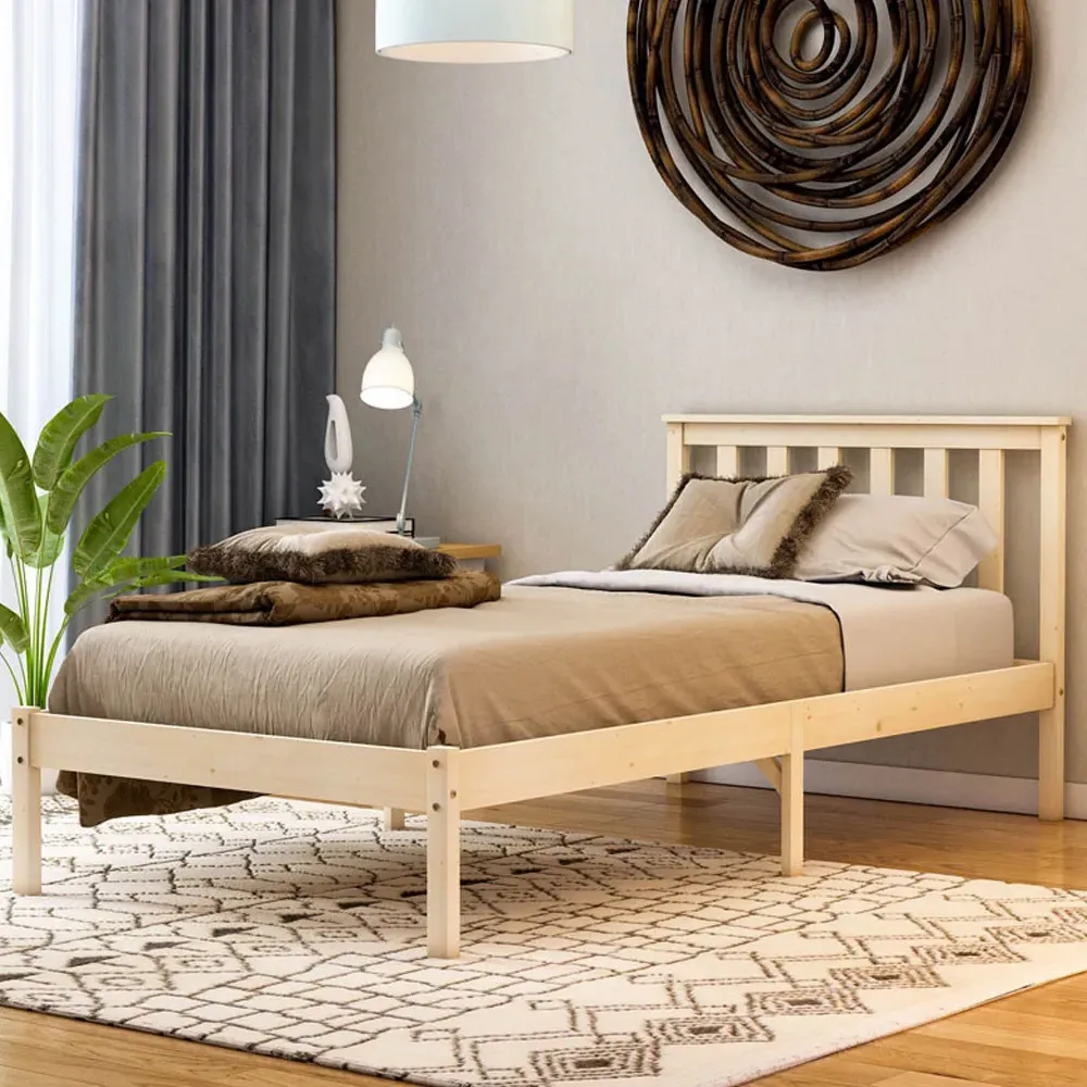 Milan Single Low Foot Bed Frame - Brown, Pine