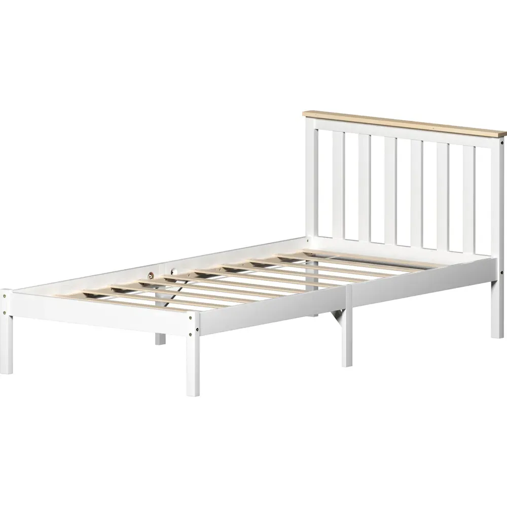 Milan Single Low Foot Bed Frame - White, Pine