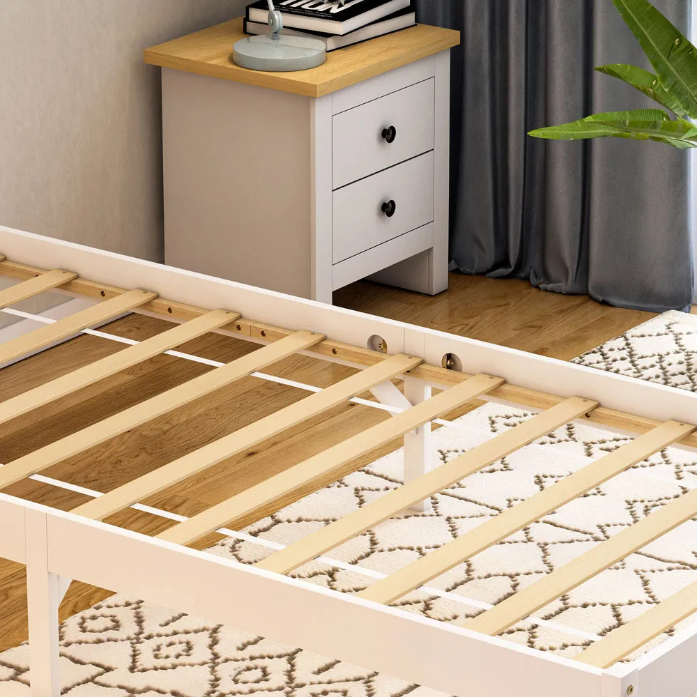 Milan Single Low Foot Bed Frame - White, Pine