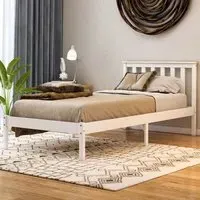 Milan Single Low Foot Bed Frame - White, Pine