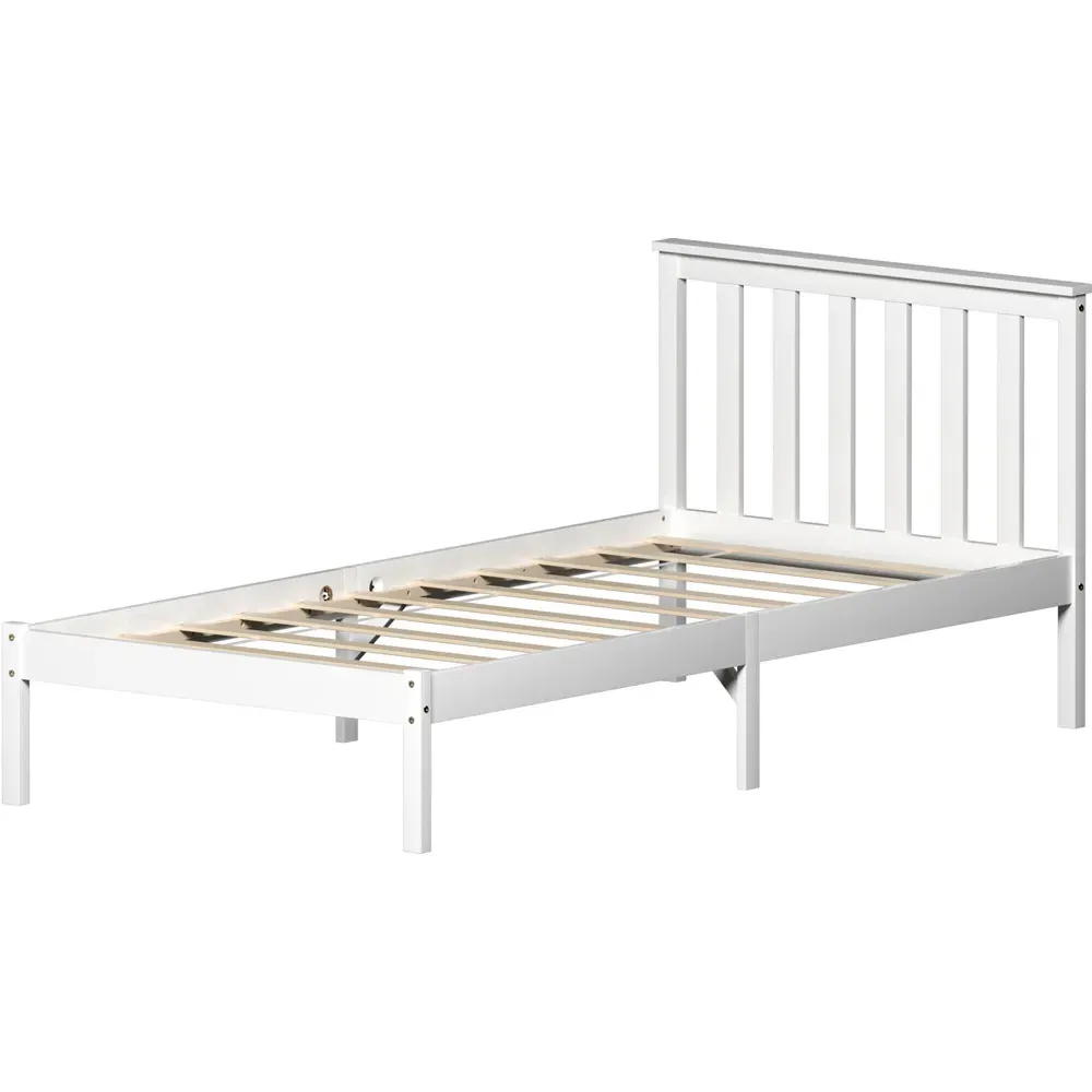 Milan Single Low Foot Bed Frame - White, Pine