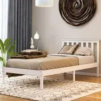 Milan Single Low Foot Bed Frame - White, Pine