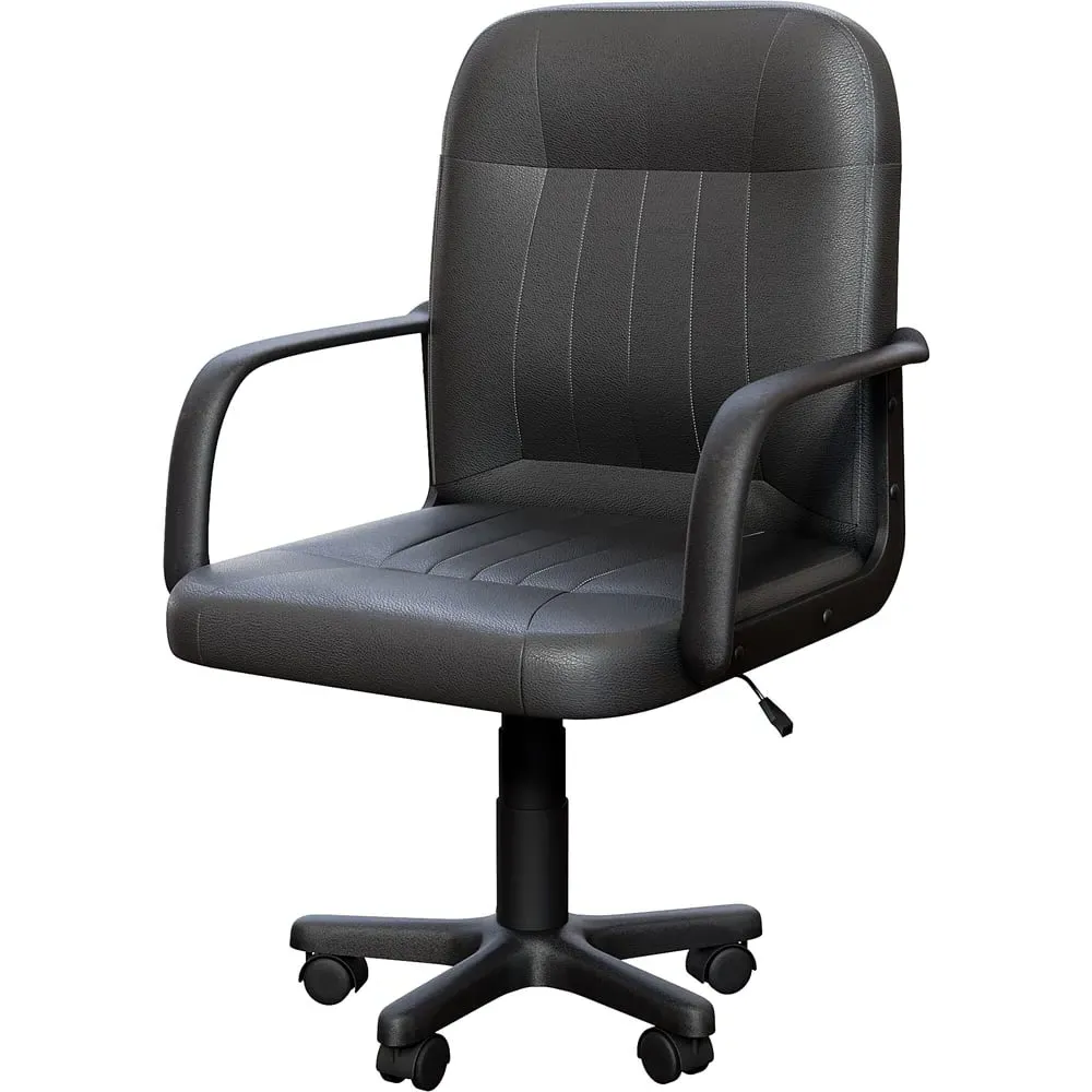 Morton Office Chair with Adjustable Height - Black, Faux Leather