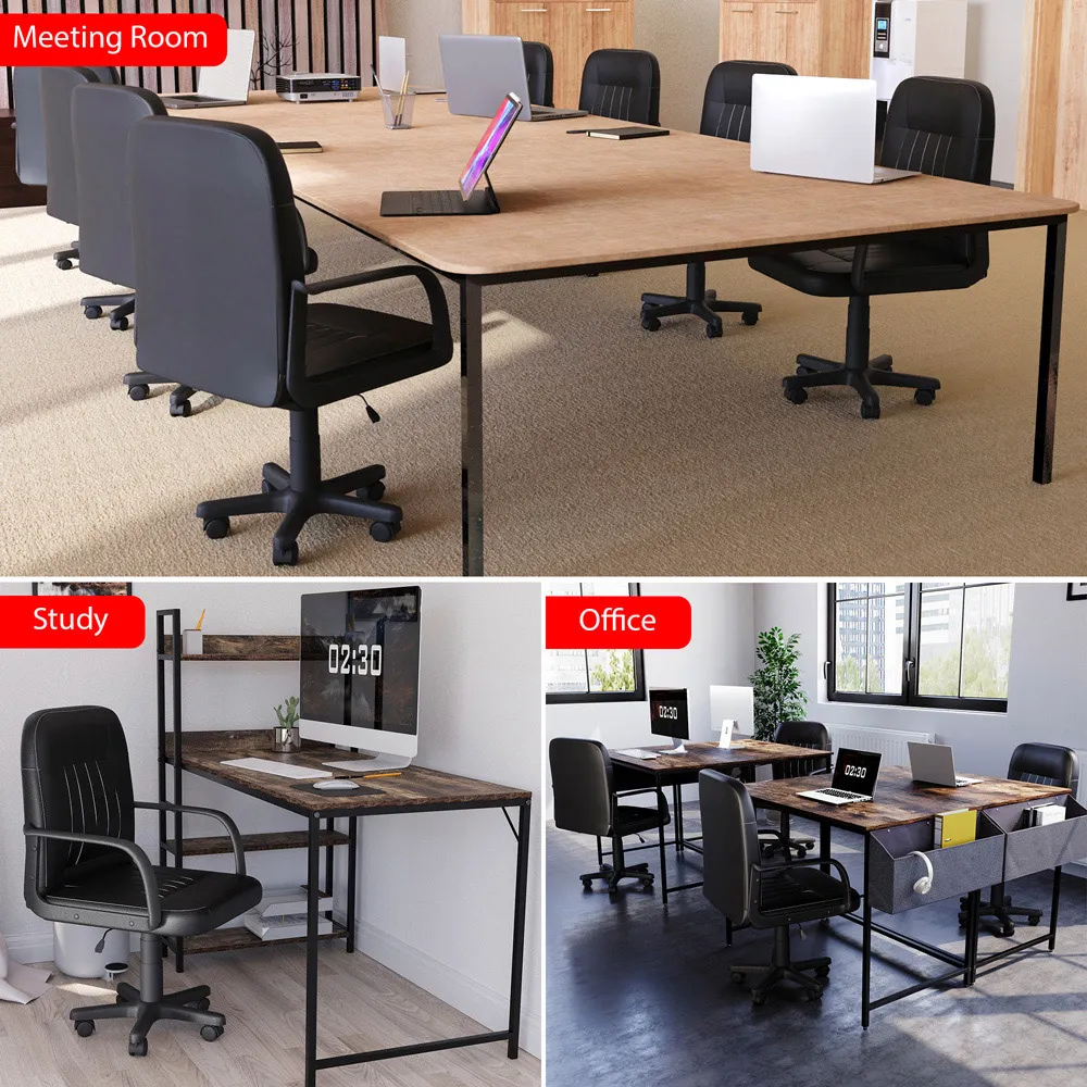 Morton Office Chair with Adjustable Height - Black, Faux Leather