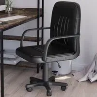 Morton Office Chair with Adjustable Height - Black, Faux Leather