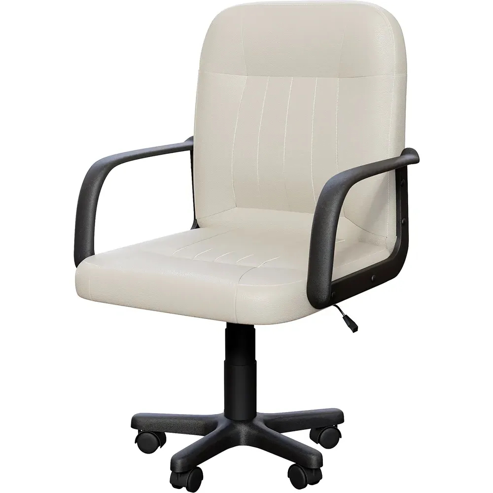Morton Office Chair with Adjustable Height - Cream, Faux Leather