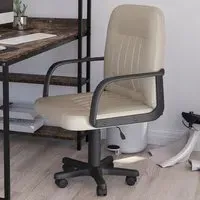Morton Office Chair with Adjustable Height - Cream, Faux Leather