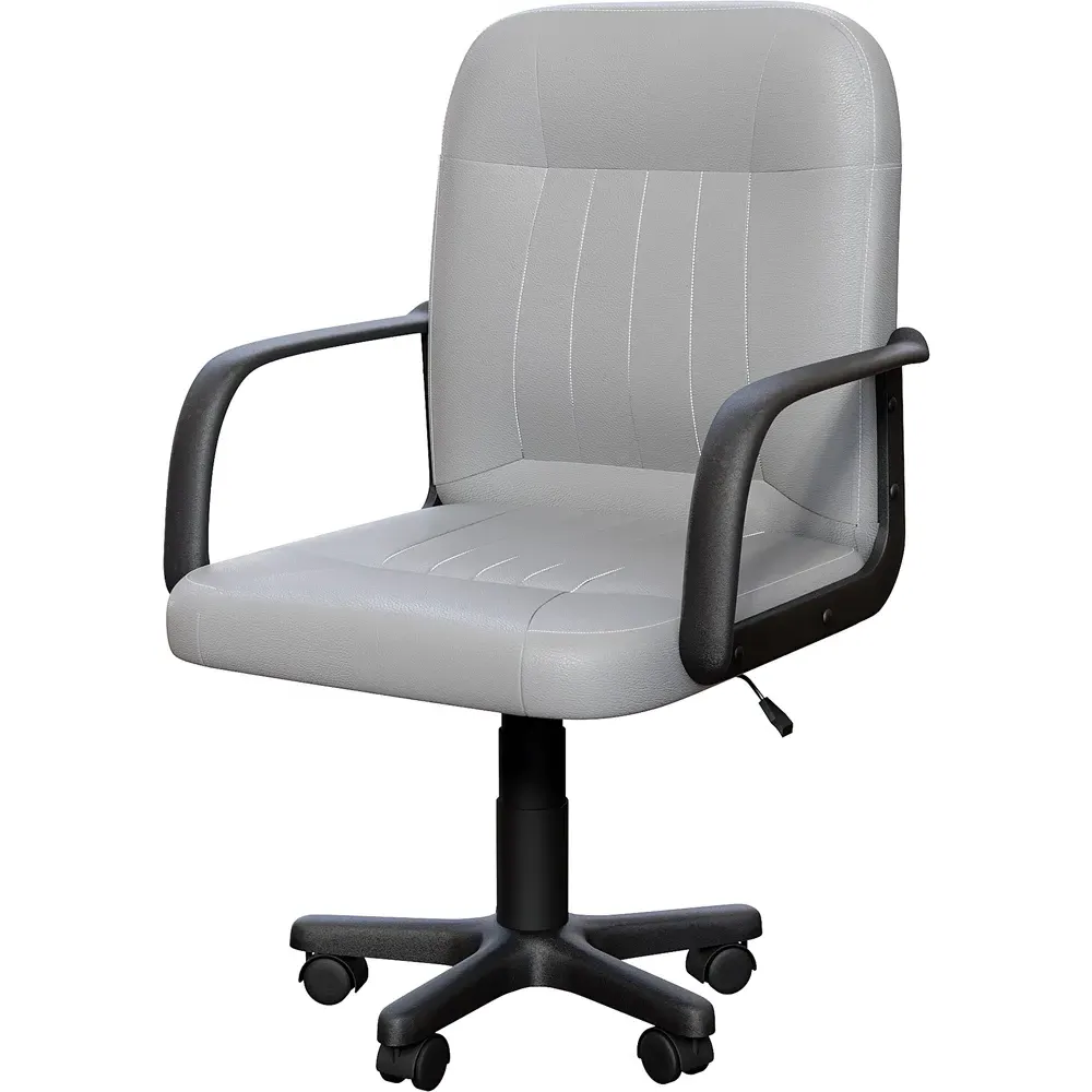 Morton Office Chair with Adjustable Height - Grey, Faux Leather