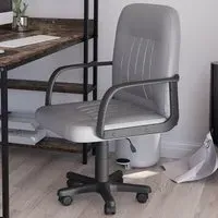 Morton Office Chair with Adjustable Height - Grey, Faux Leather