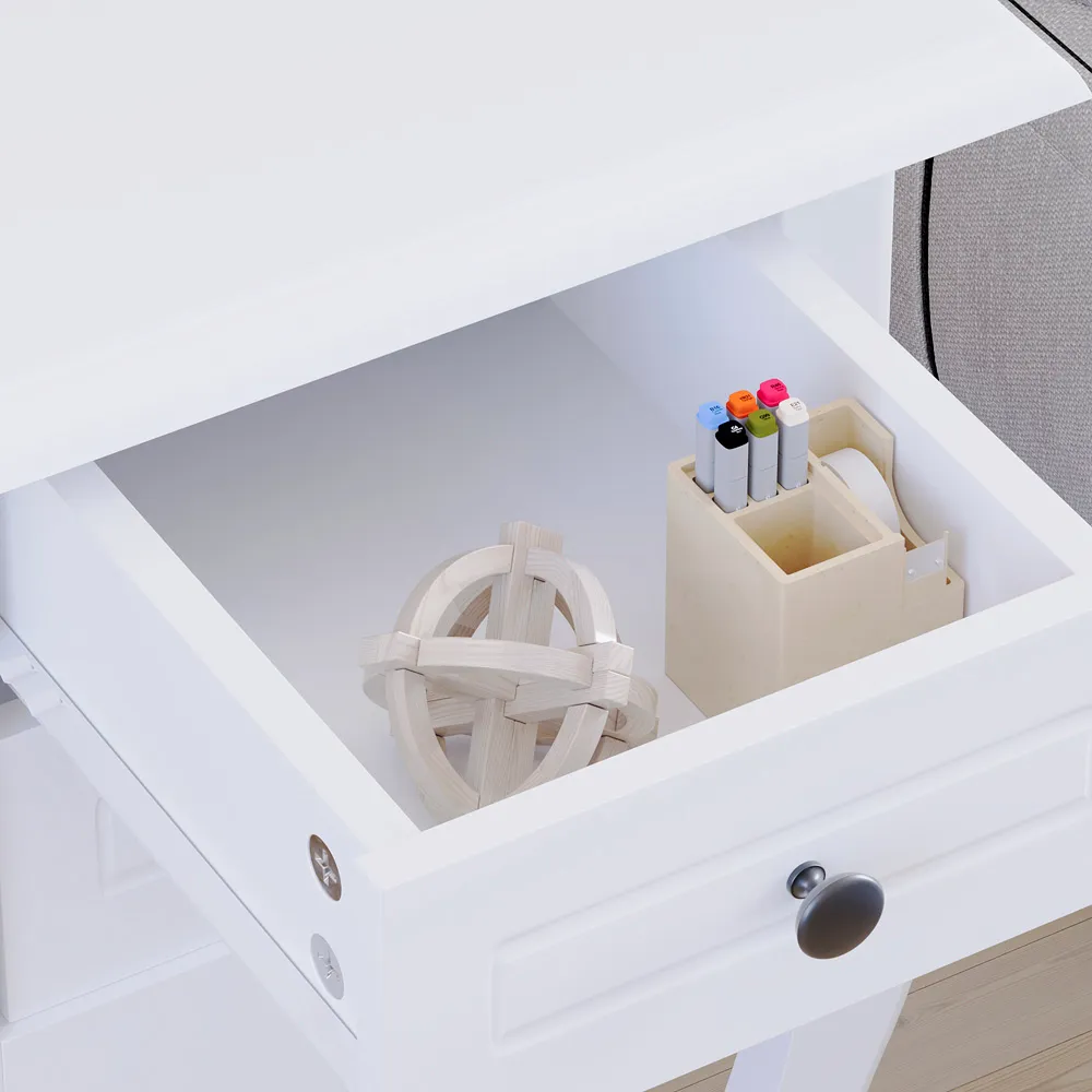 Nishano 2 Drawer Bedside Table - White