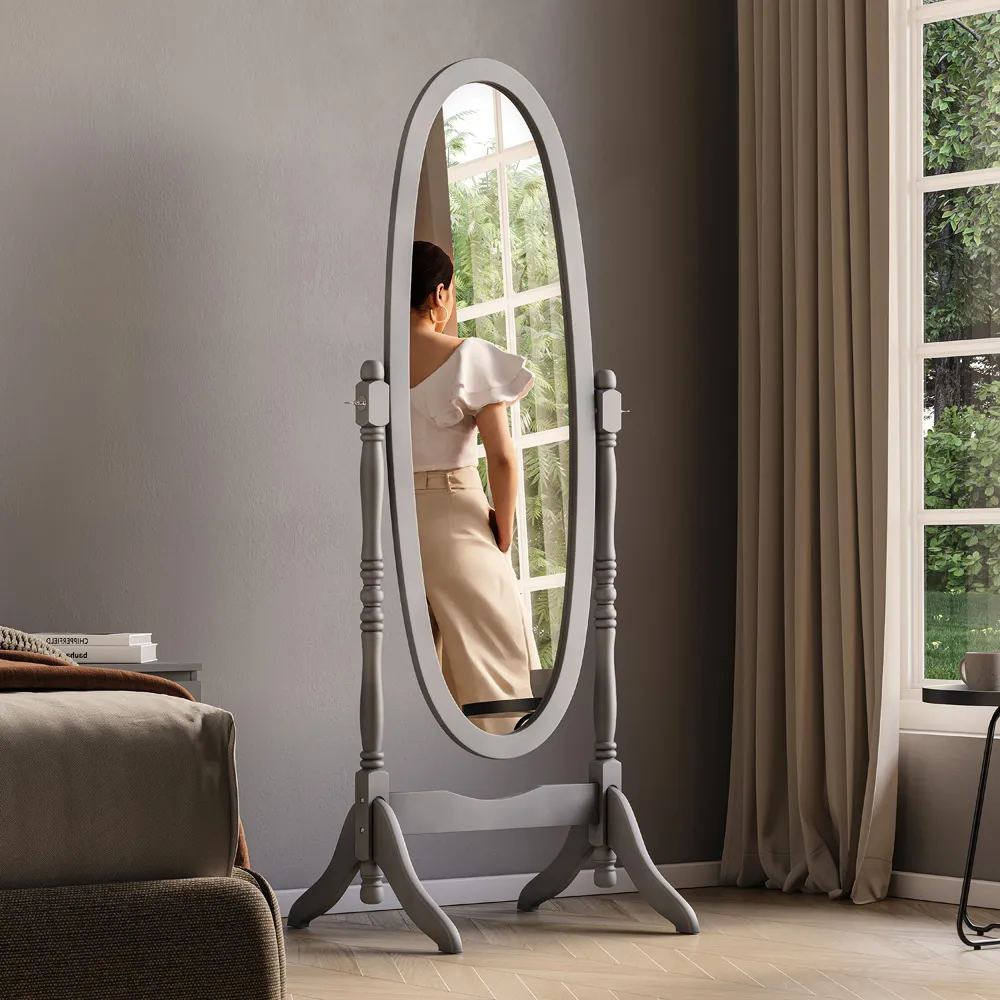 Nishano Oval Cheval Mirror with Rotating Frame - Grey