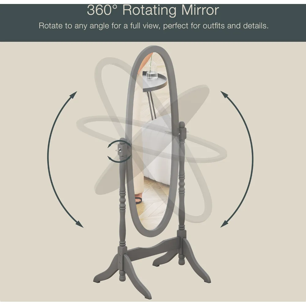 Nishano Oval Cheval Mirror with Rotating Frame - Grey