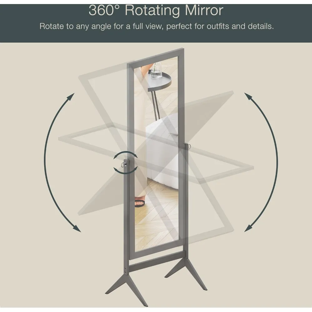 Nishano Rectangle Cheval Mirror with Rotating Frame - Grey