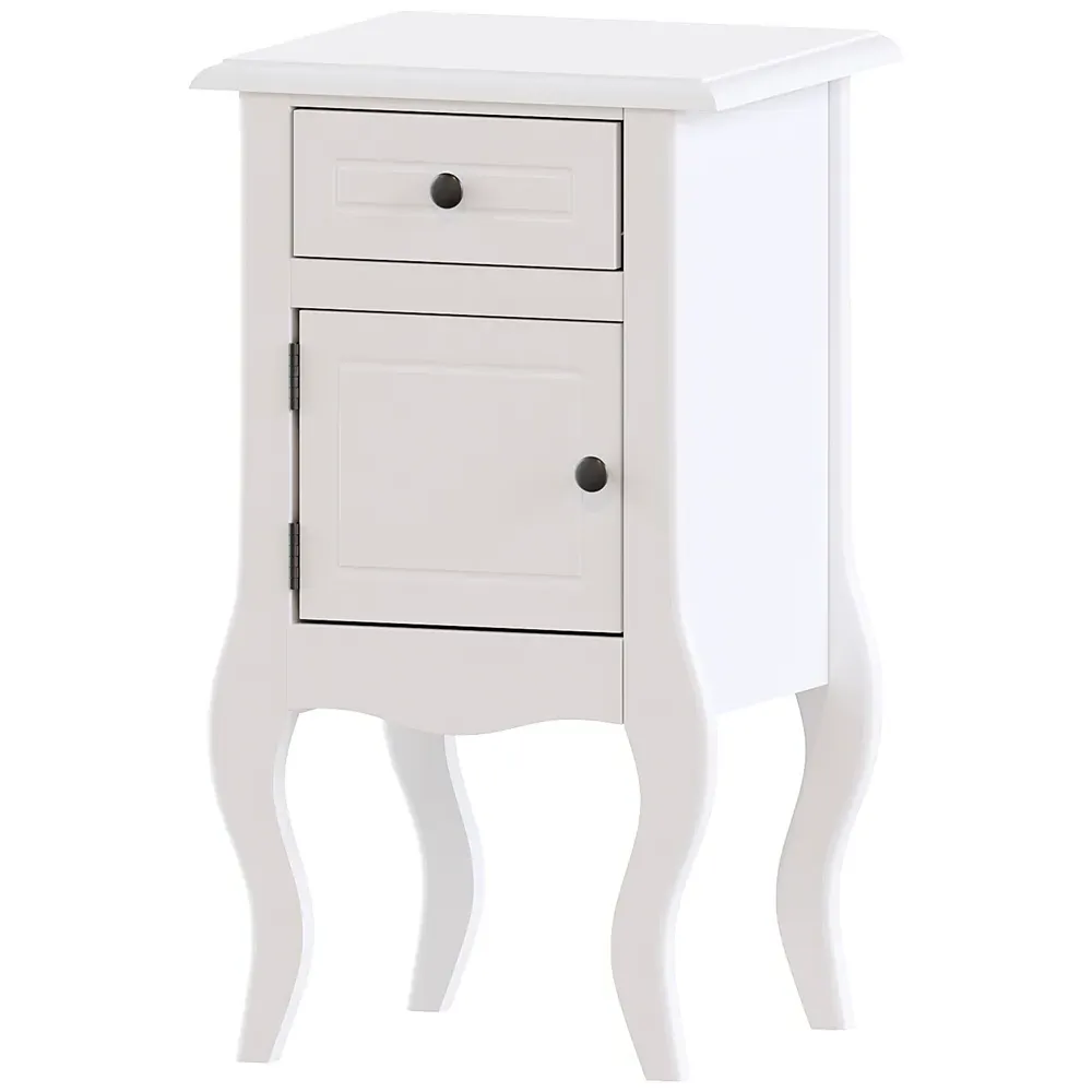 Nishano Single Door Single Drawer Bedside Table - White