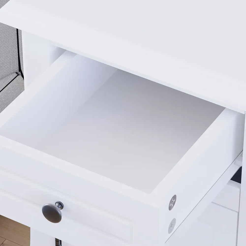 Nishano Single Door Single Drawer Bedside Table - White