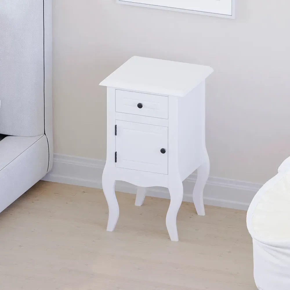 Nishano Single Door Single Drawer Bedside Table - White