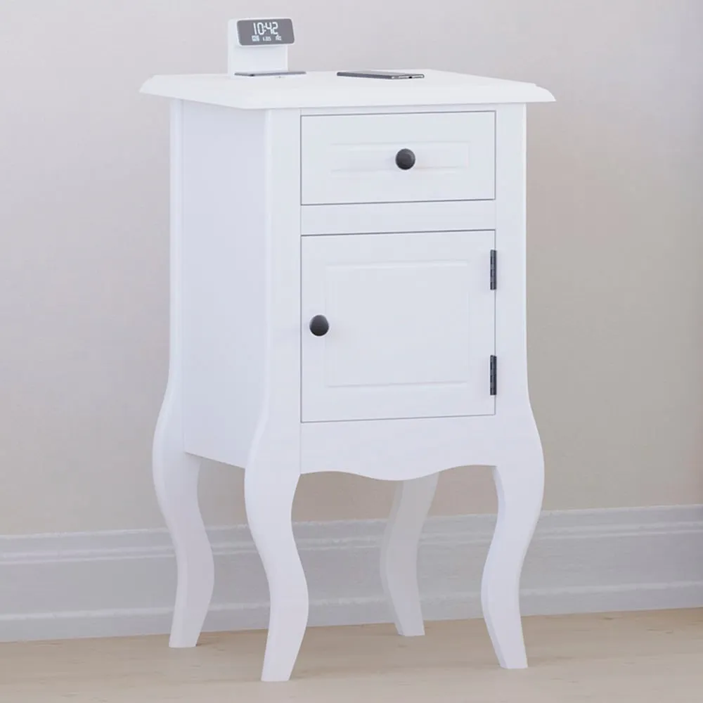 Nishano Single Door Single Drawer Bedside Table - White