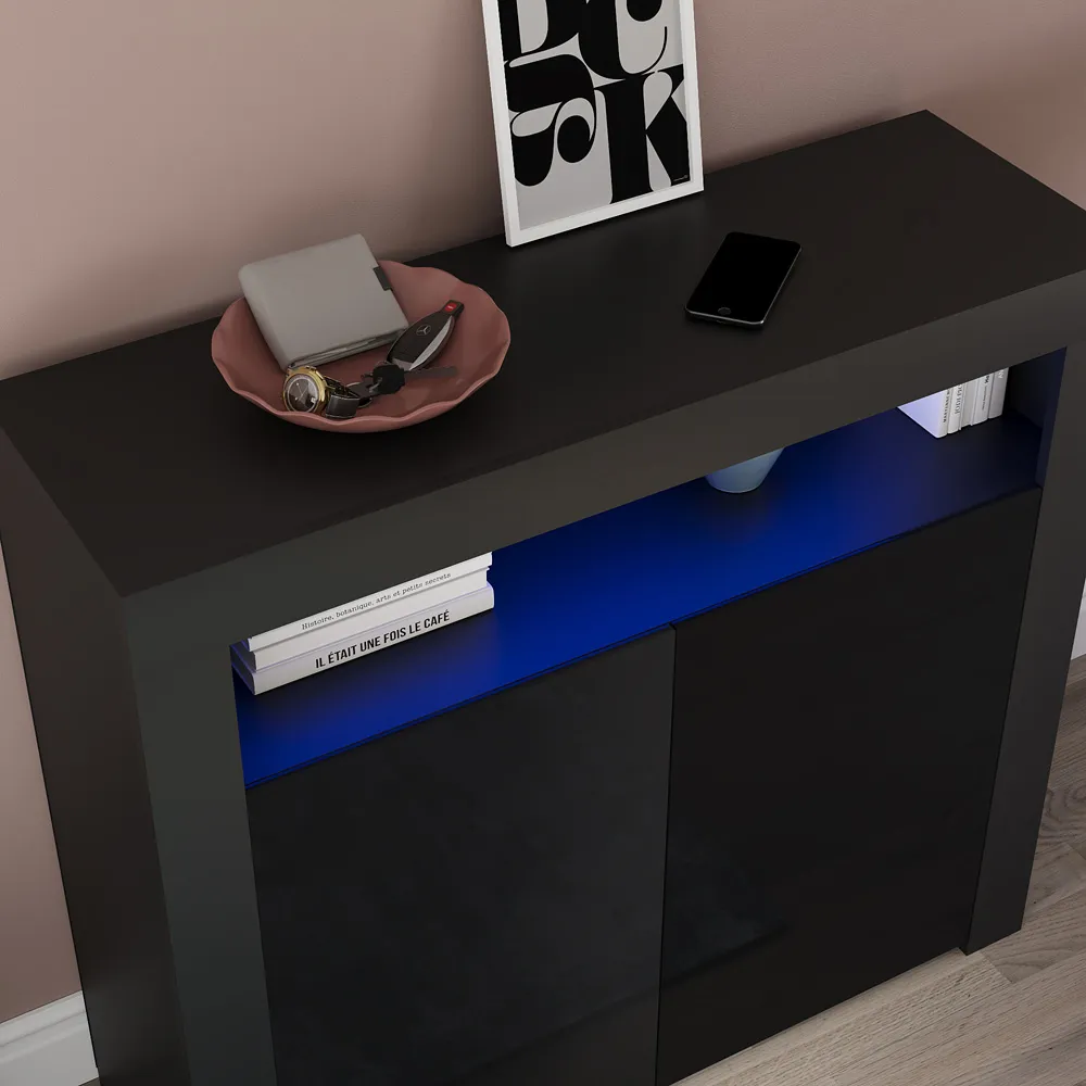 Nova 2 Door LED Sideboard - Black