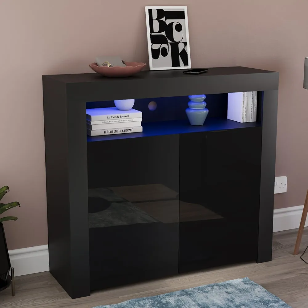 Nova 2 Door LED Sideboard - Black