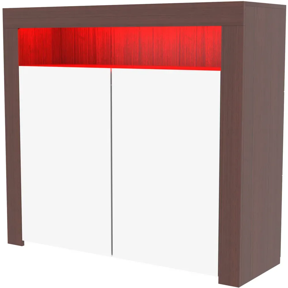 Nova 2 Door LED Sideboard - Walnut, White