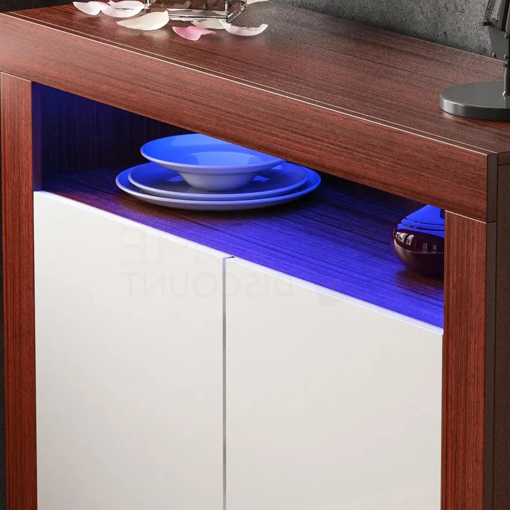 Nova 2 Door LED Sideboard - Walnut, White