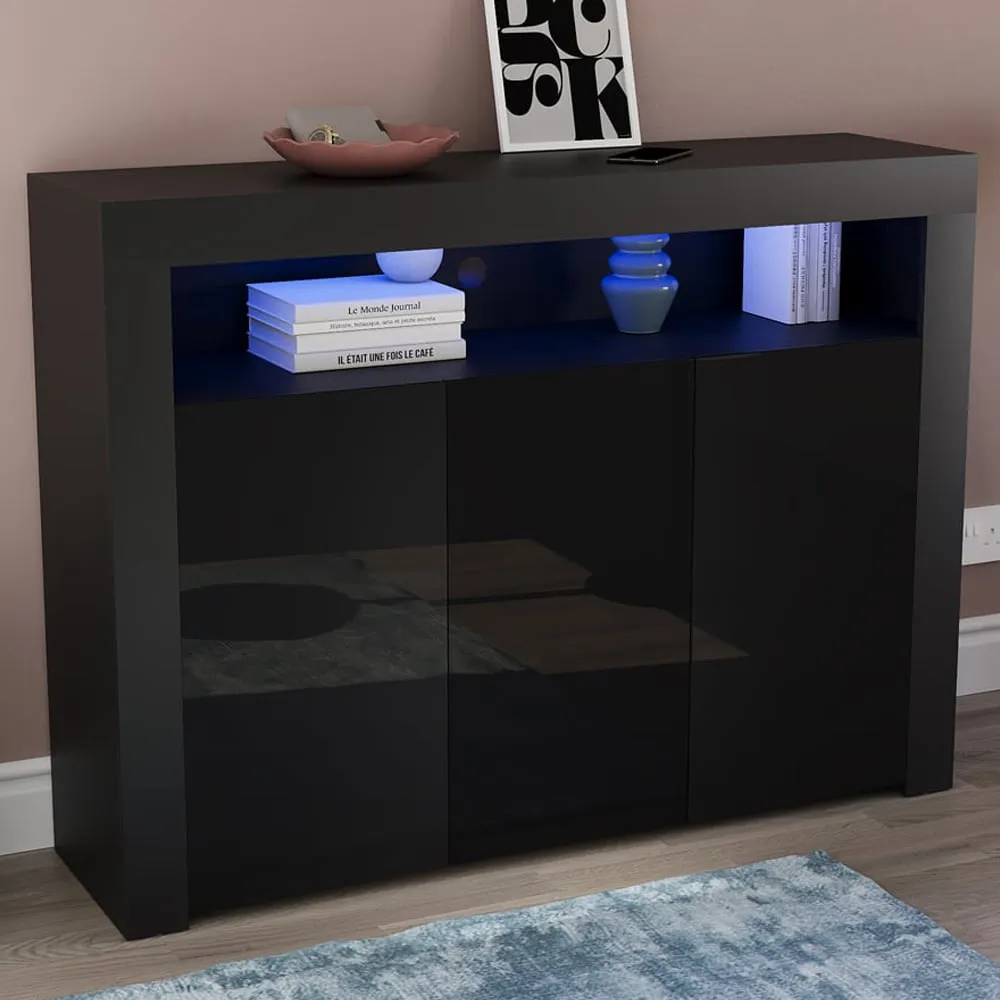Nova 3 Door LED Sideboard - Black