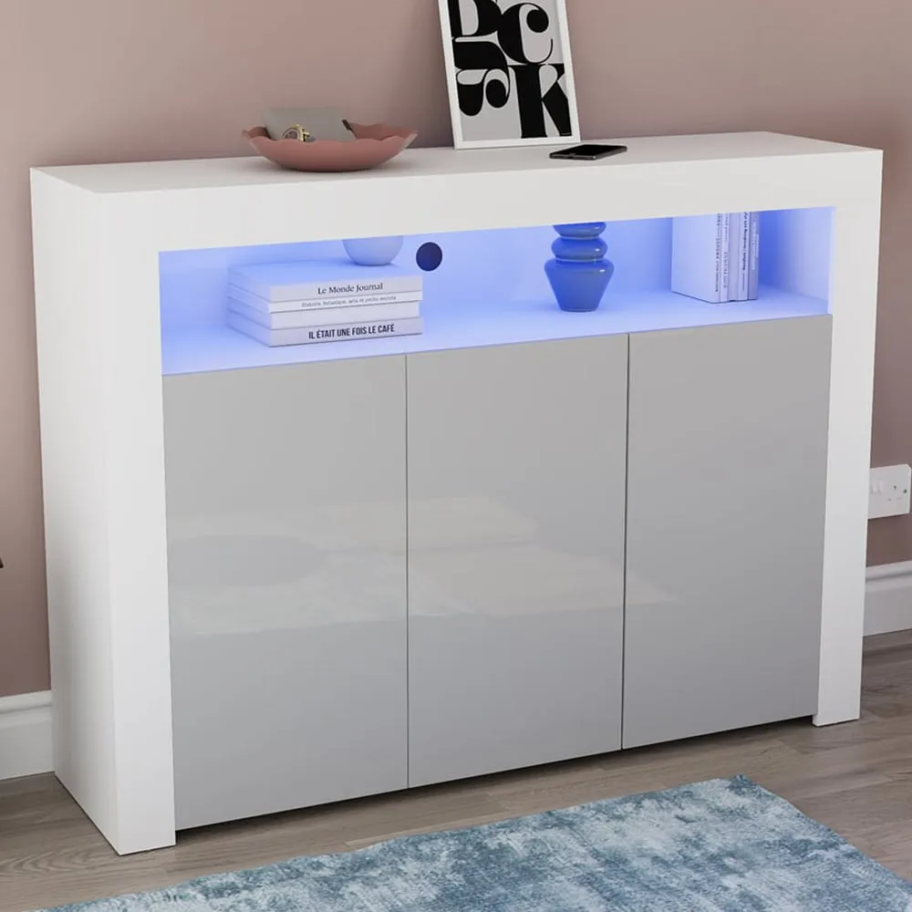 Nova 3 Door LED Sideboard - White