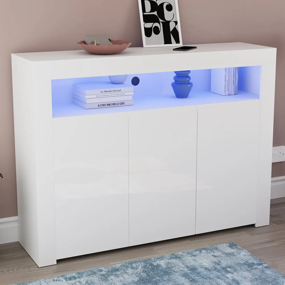 Nova 3 Door LED Sideboard - White