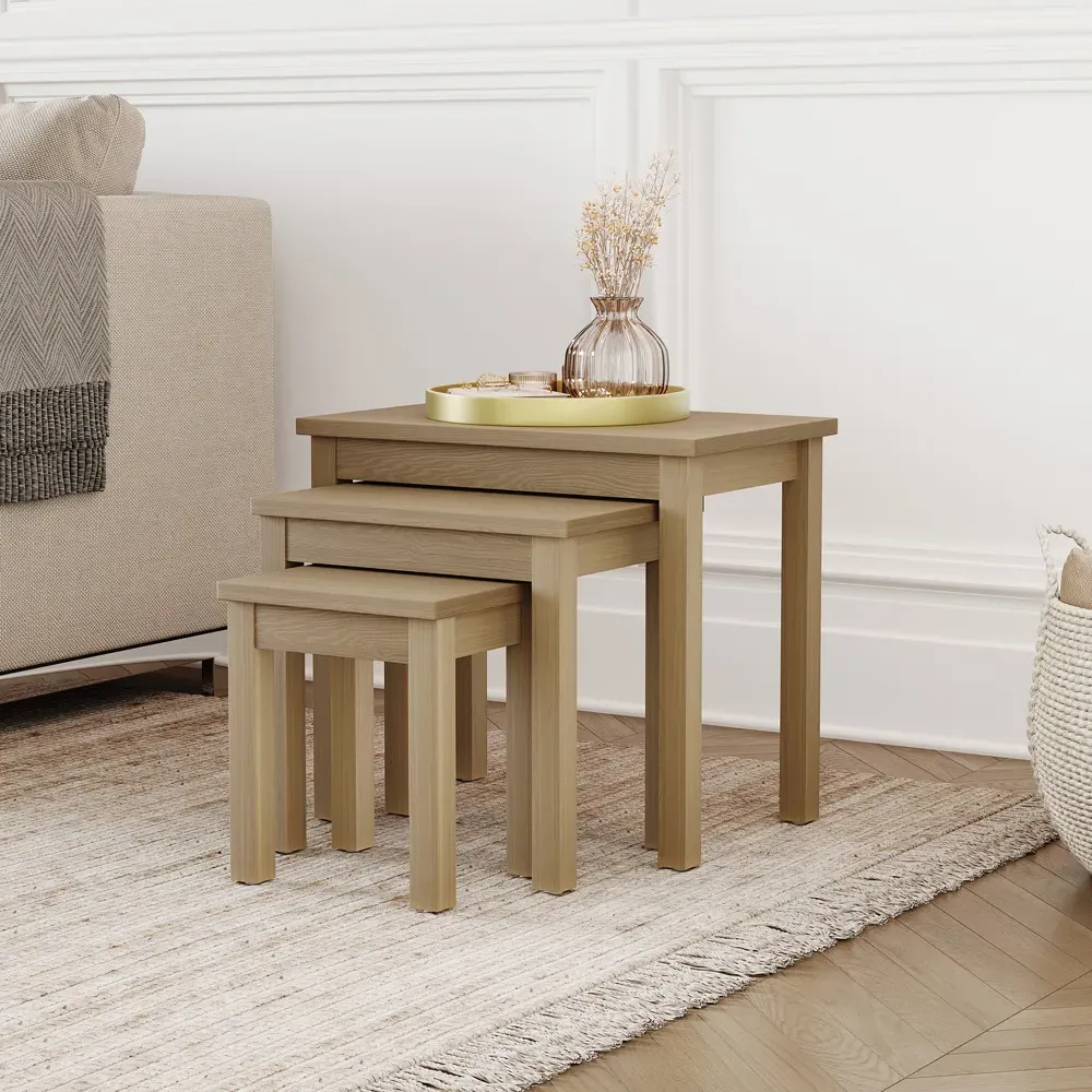 Oakridge Pine Nest of Tables Set of 3 - Brown