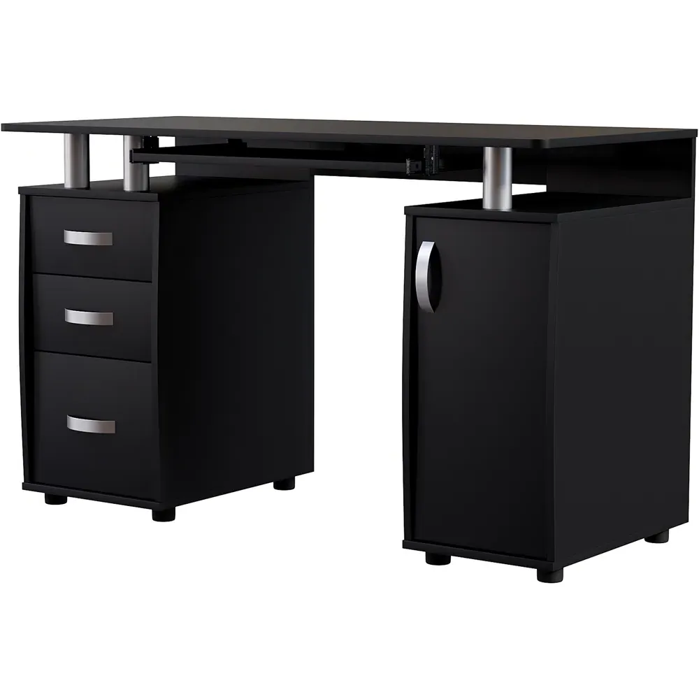 Otley 3 Drawer Computer Desk - Black, MDF