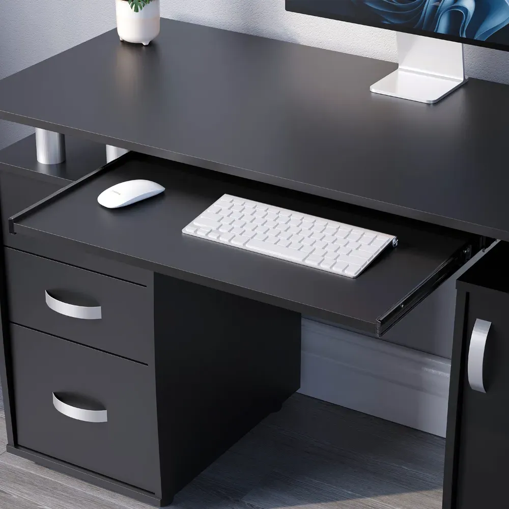 Otley 3 Drawer Computer Desk - Black, MDF