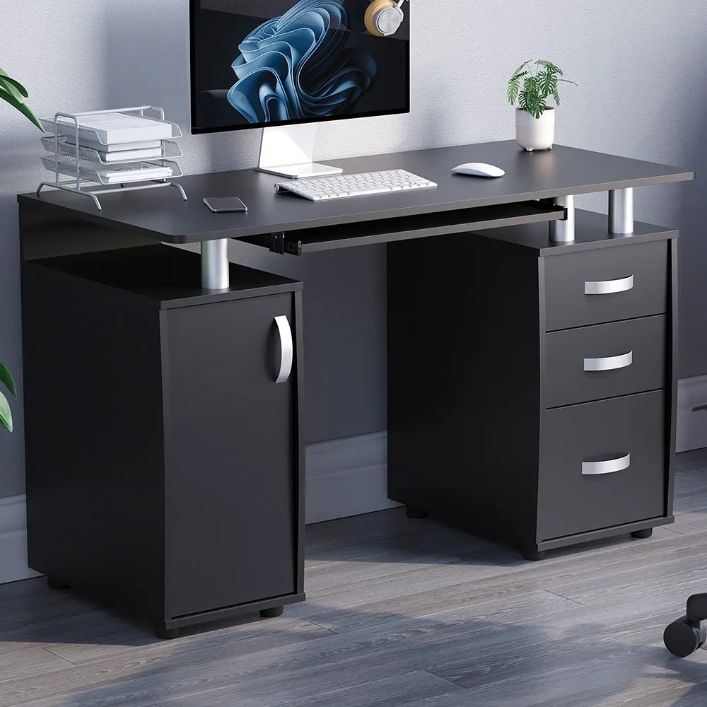 Otley 3 Drawer Computer Desk - Black, MDF image