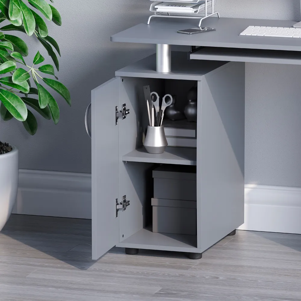 Otley 3 Drawer Computer Desk - Grey, MDF