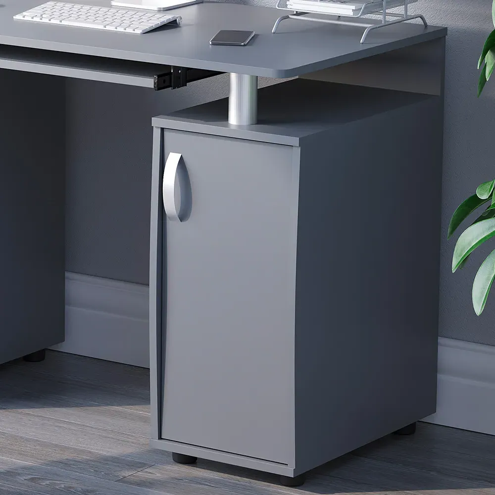 Otley 3 Drawer Computer Desk - Grey, MDF