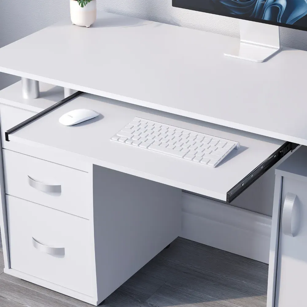 Otley 3 Drawer Computer Desk - White, MDF