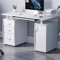 Otley 3 Drawer Computer Desk - White, MDF
