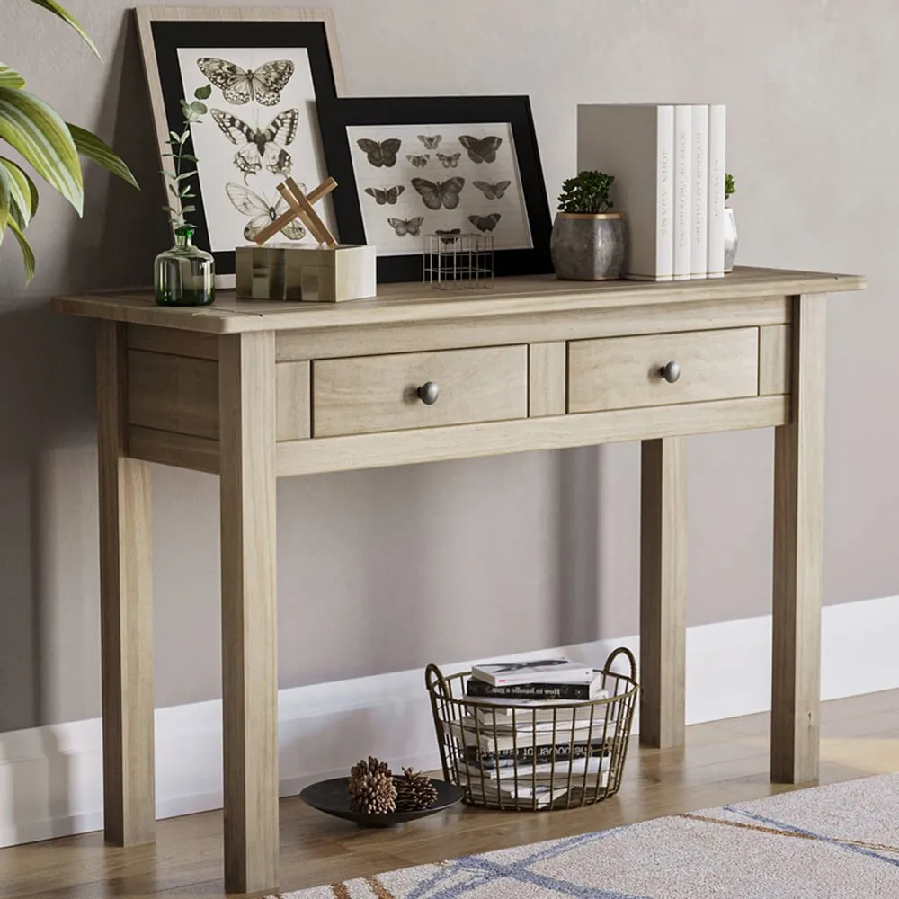Panama 2 Drawer Console Table - Brown, Pine image