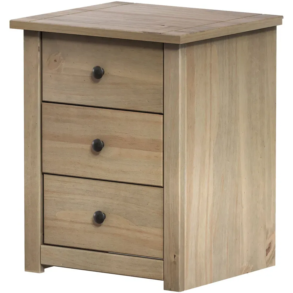 Panama 3 Drawer Bedside Table - Brown, Pine