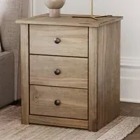 Panama 3 Drawer Bedside Table - Brown, Pine