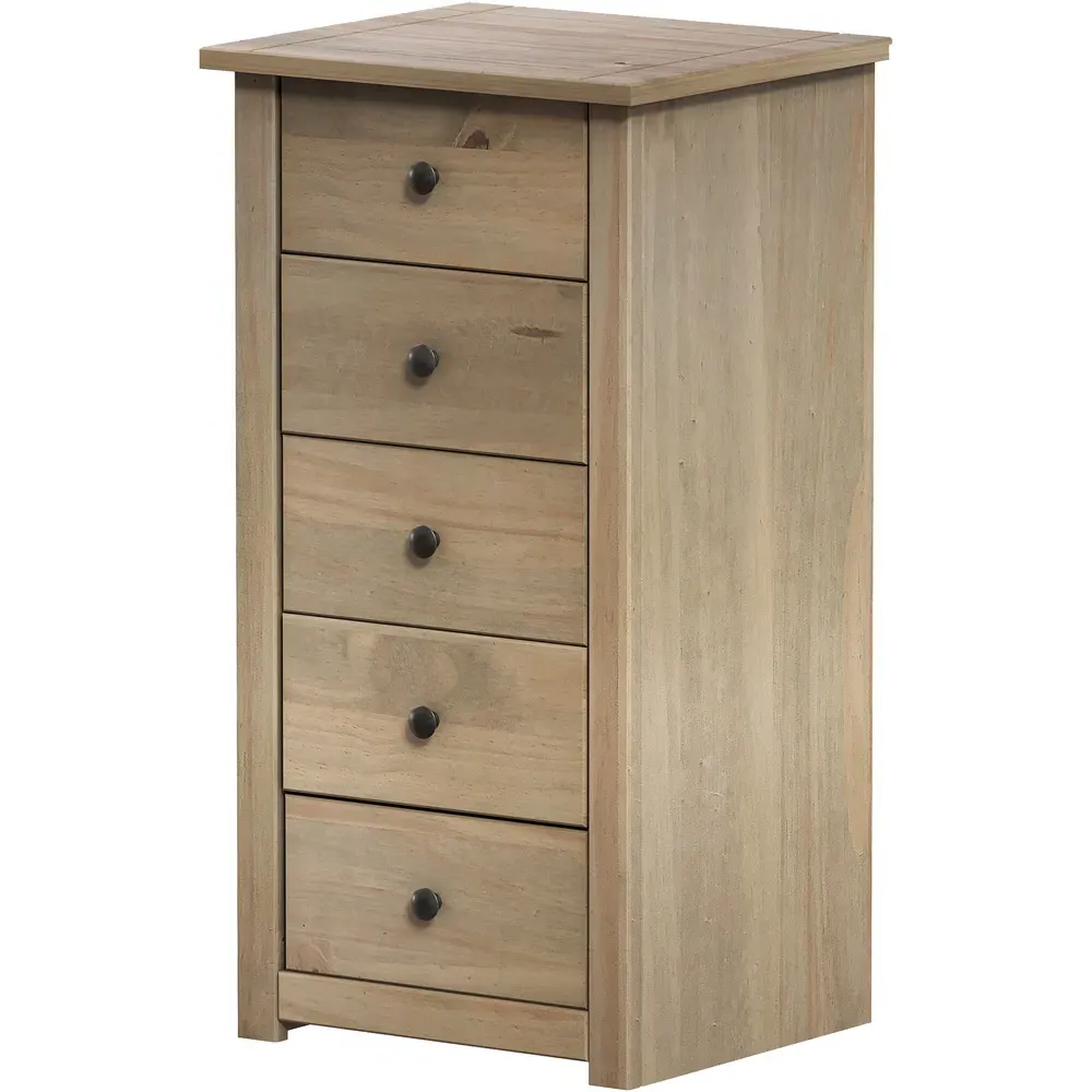 Panama 5 Drawer Narrow Chest of Drawers - Brown, Pine
