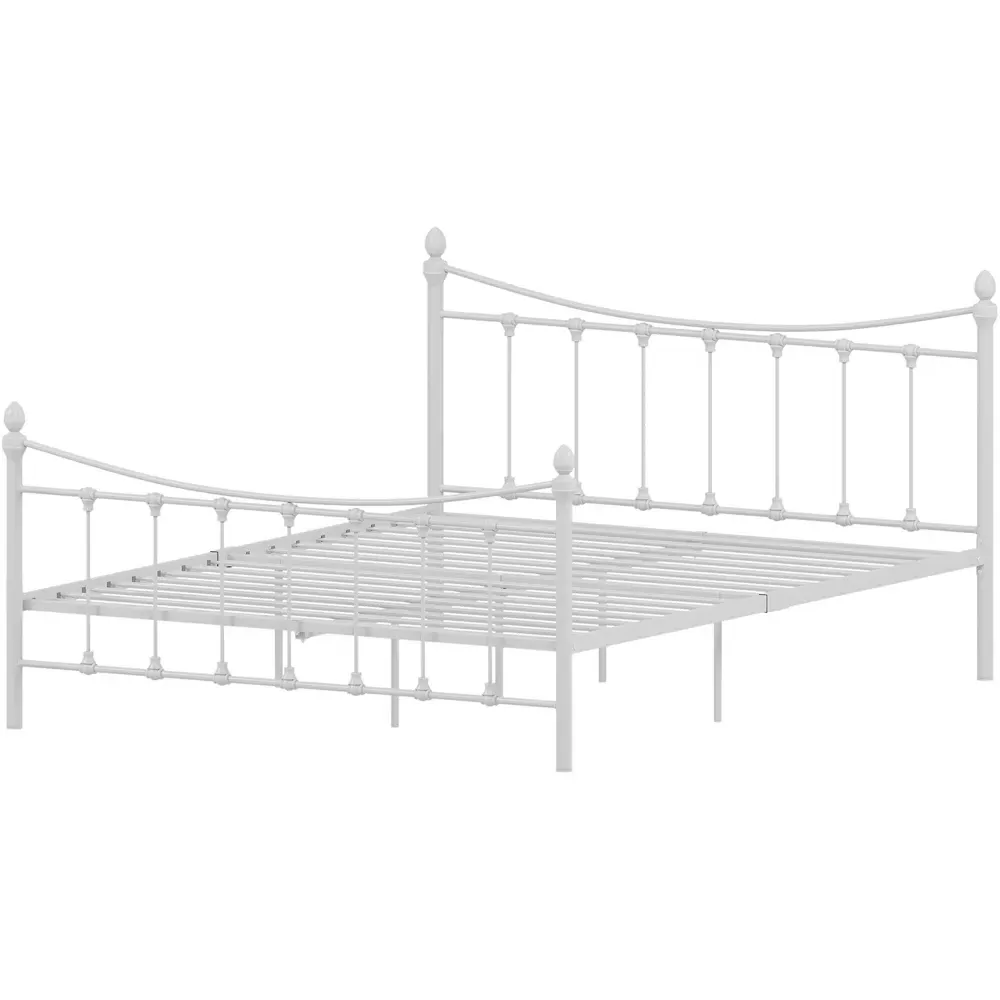 Paris Double Bed Frame - White, Metal