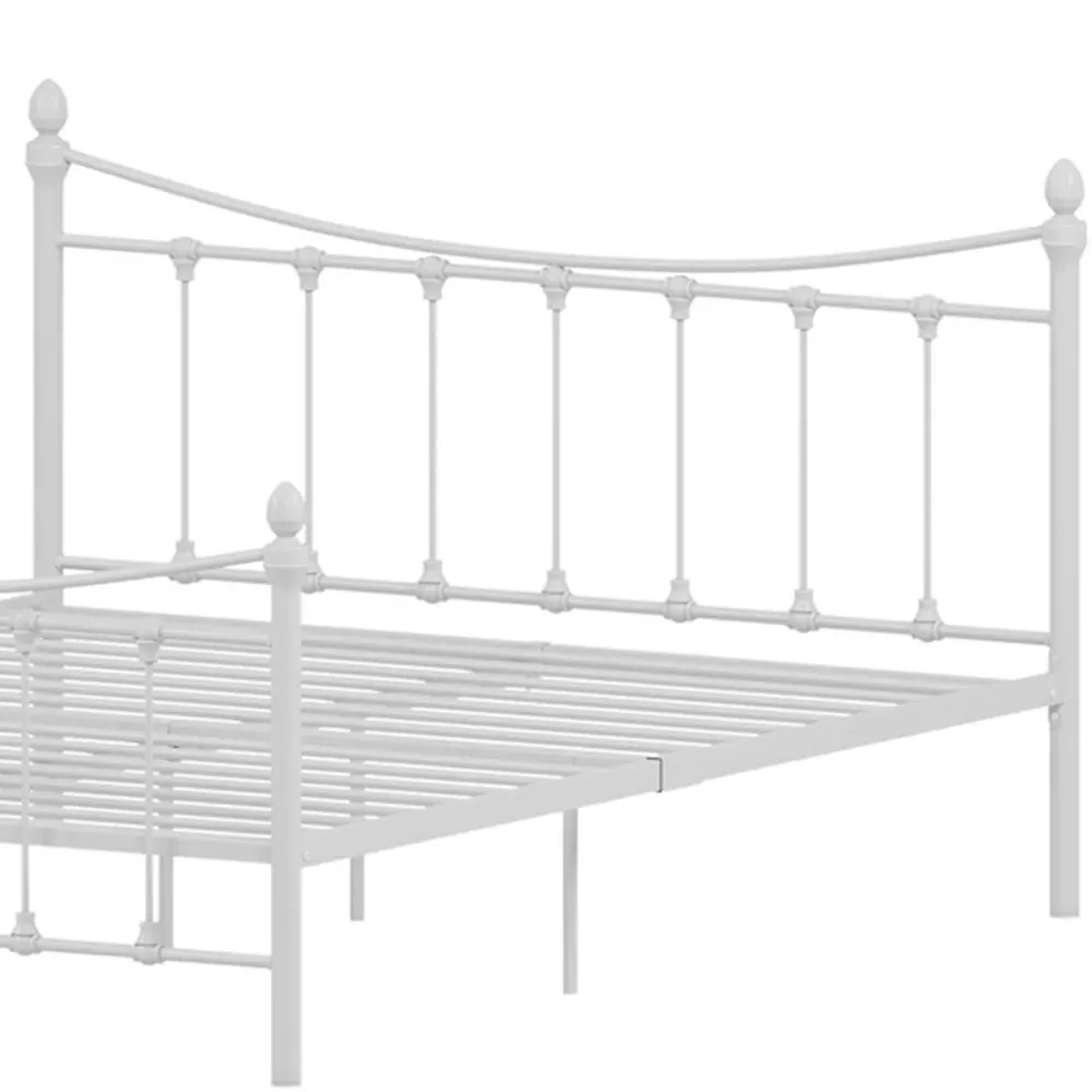 Paris Double Bed Frame - White, Metal
