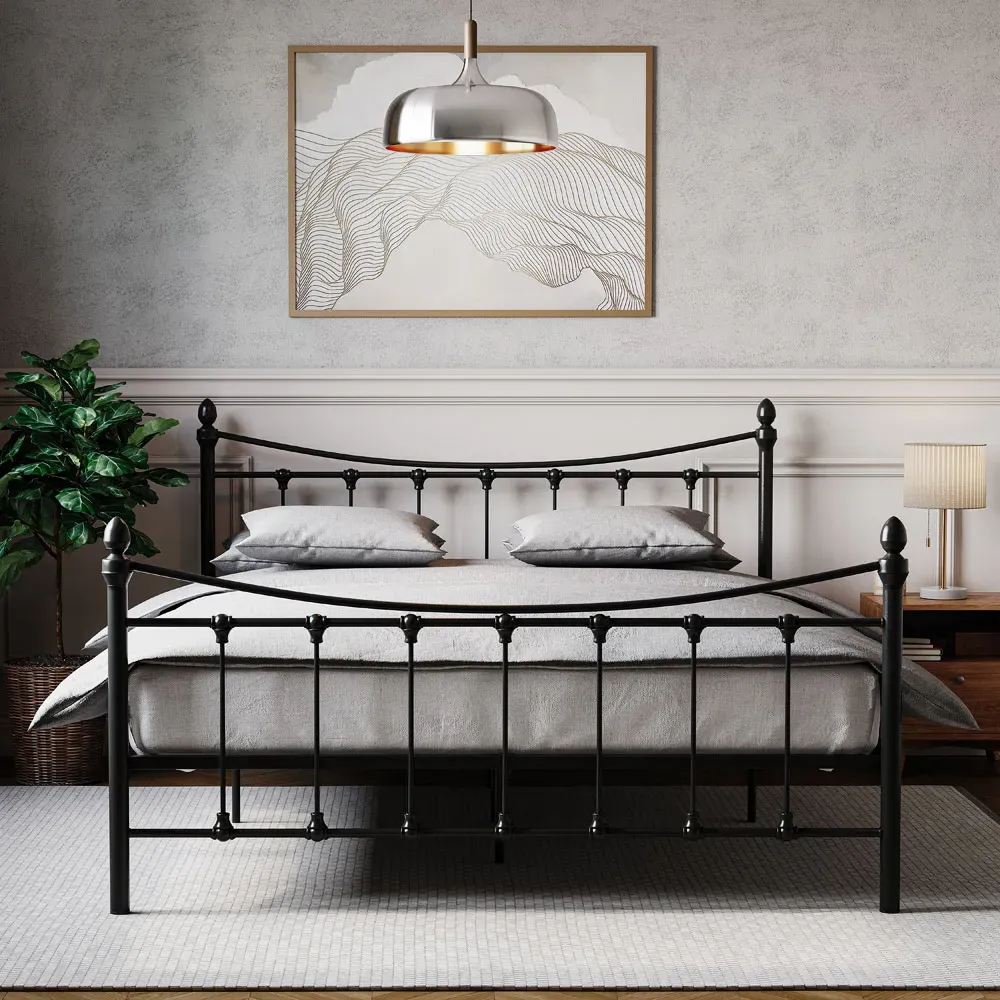 Paris King Size Bed Frame - Black, Metal